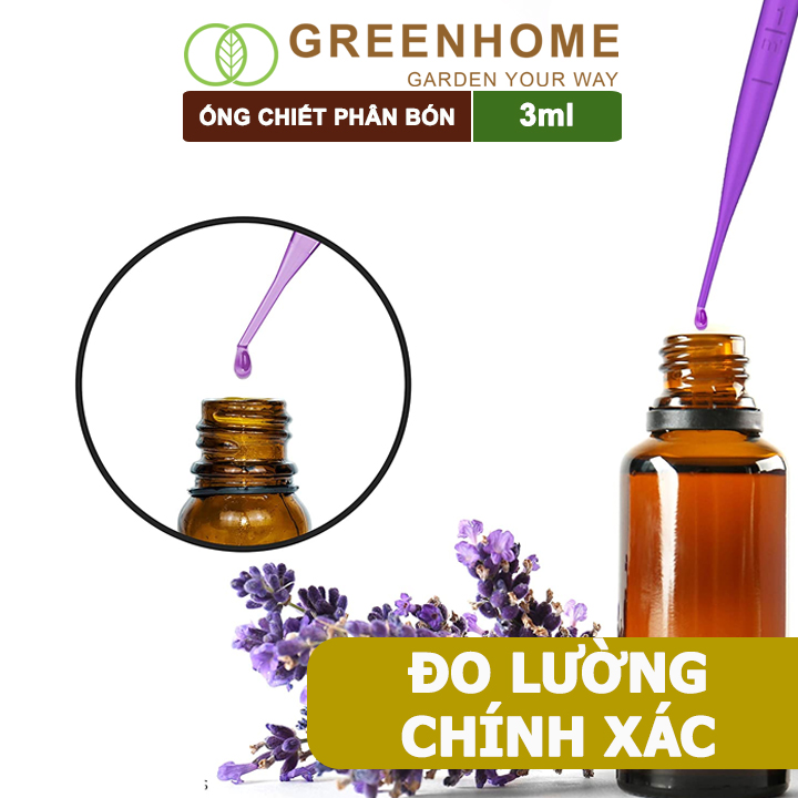 Ống pipet Greenhome, 3ml, D15cm, chiết phân bón dạng nước, có vạch định lượng, đa năng, tiện dụng