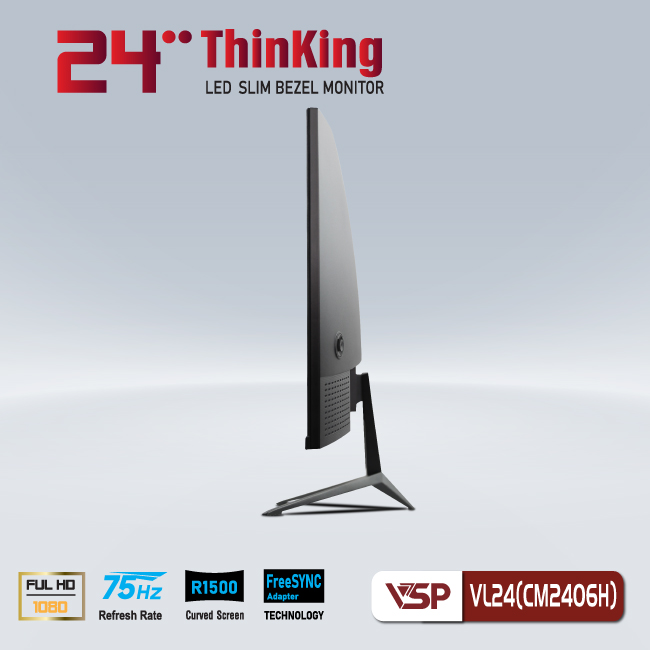 Màn hình Cong 24inch VSP VL24 CM2406H (Cong 23.6&quot; VA FHD 75Hz, HDMI+VGA) - Hàng chính hãng TECH VISION phân phối