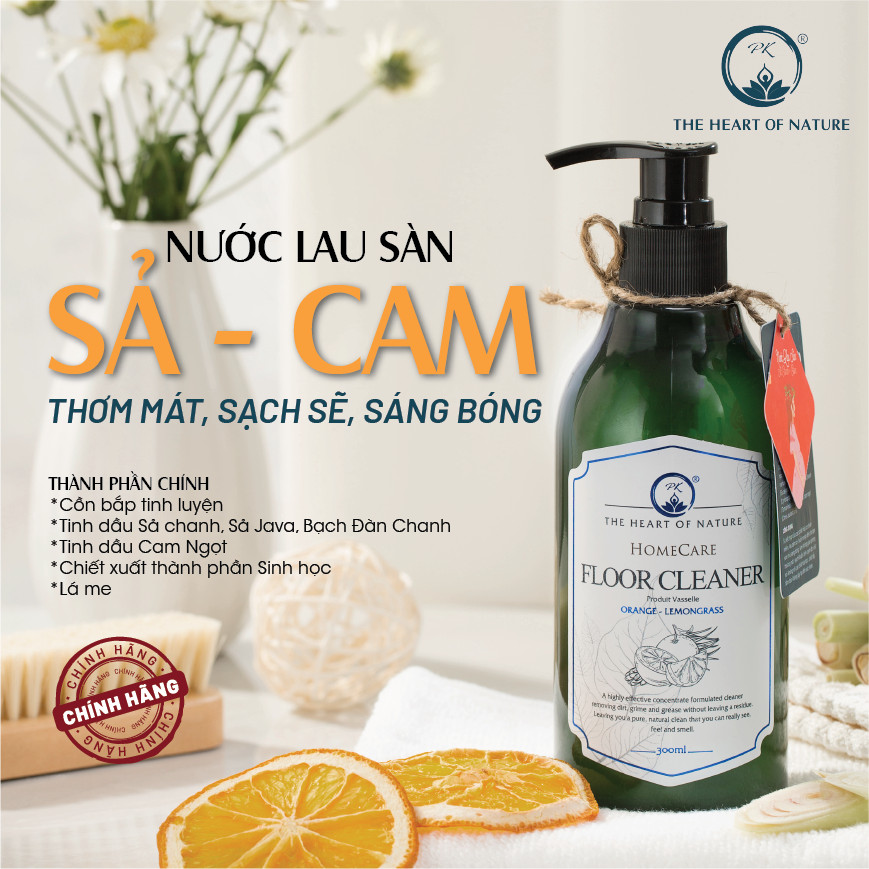 Nước Lau Sàn/ Rửa Chén Tinh Dầu Thảo Mộc Hữu Cơ Organic PK 300ML - Đuổi muỗi và côn trùng - Hương thơm tinh dầu dịu nhẹ - An toàn cho bé vận động