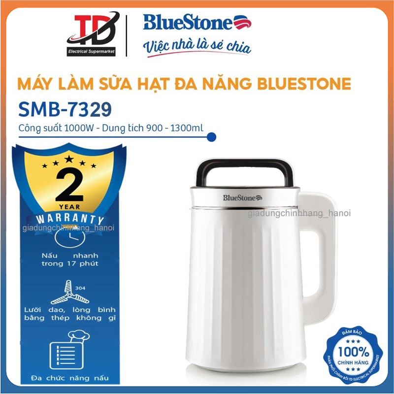 Máy Làm Sữa Hạt Bluestone SMB-7329, Công Suất 1000W, Dung Tích 1.3Lit, Hàng Chính Hãng