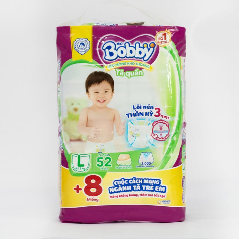 Tã quần Bobby size L 52 miếng (cho bé 9 - 13kg)