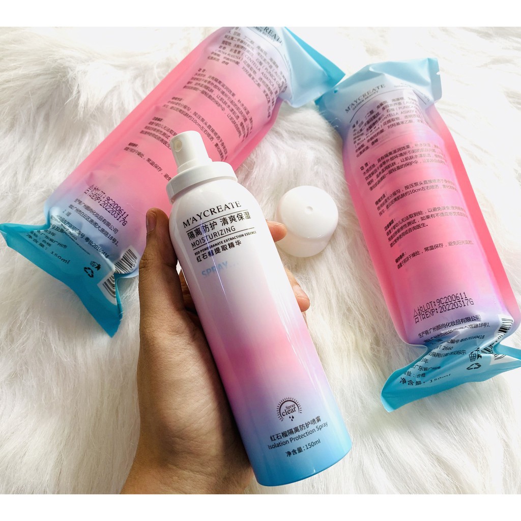 Kem Xịt Chống Nắng Dưỡng Trắng Da, Che Khuyết Điểm Maycreate Moisturizing Spray 150ml