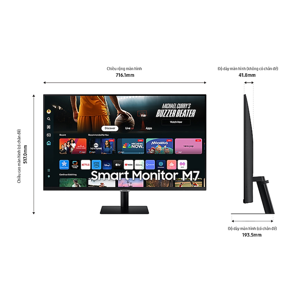Màn Hình Samsung 32 inch M7 M70D 4K LS32DM700UEXXV - Hàng chính hãng
