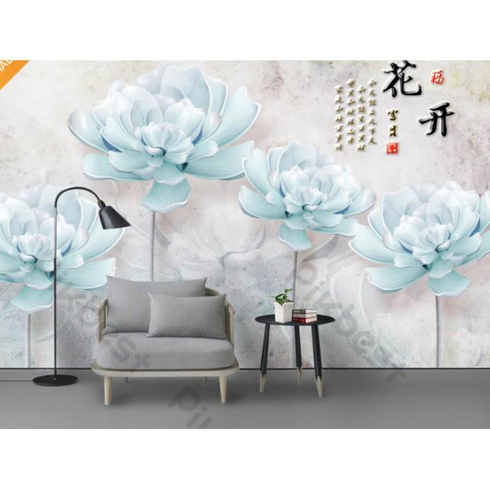 Tranh dán tường Tranh phòng khách phòng ngủ hiện đại dán tường - Hoa Mẫu Đơn LAn Nhạt