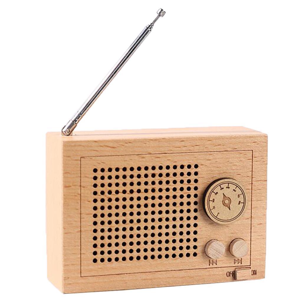 Wooden Music Box Retro Clockwork Radio Desktop Decoration Gift