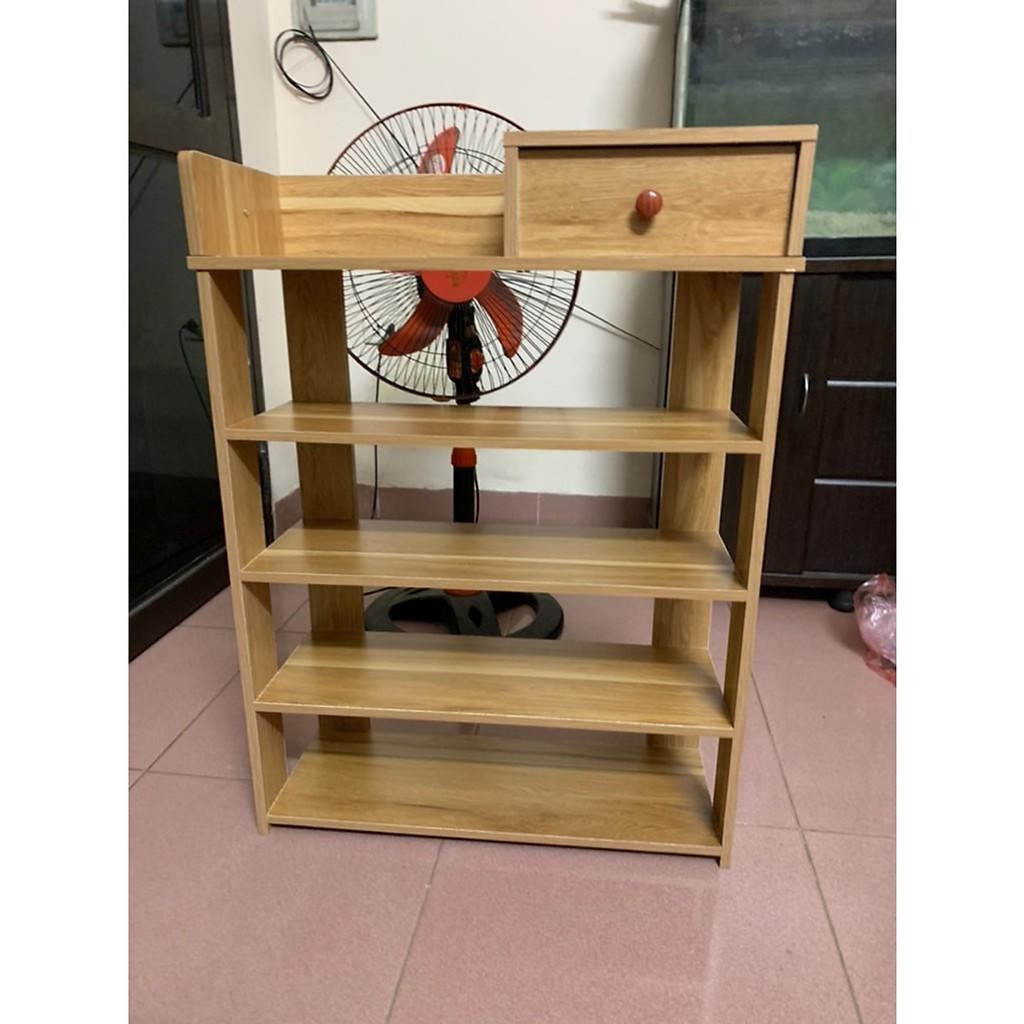 Kệ Giày Gỗ 5 Tầng Có Hộp Đựng Đồ Gía Tốt Nhất Màu Vân Gỗ