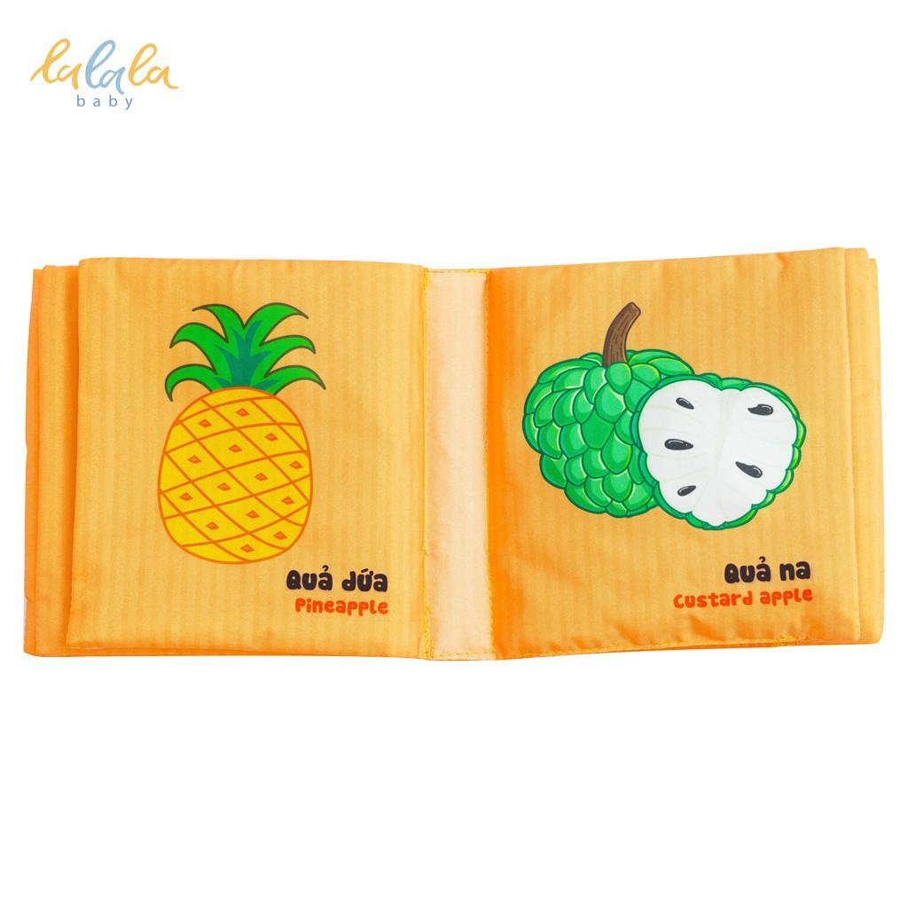 Combo 2 cuốn sách vải Lalala baby, kích thích đa giác quan, kích thước 15x15cm 12 trang (rau củ, hoa quả)