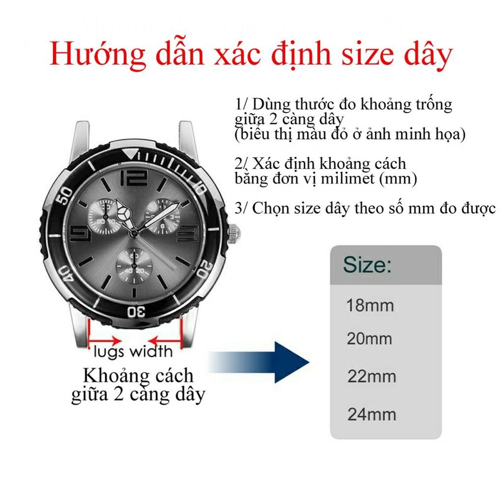 Dây đồng hồ thép không gỉ chốt thông minh size 20/22/24