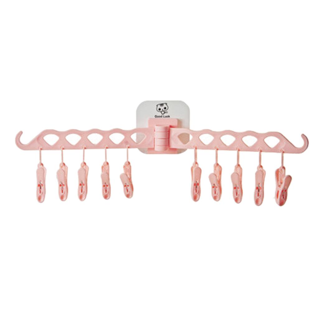 Foldable Clip and Cloths Hanger, Sock Hanger Underwear Hanger with 10