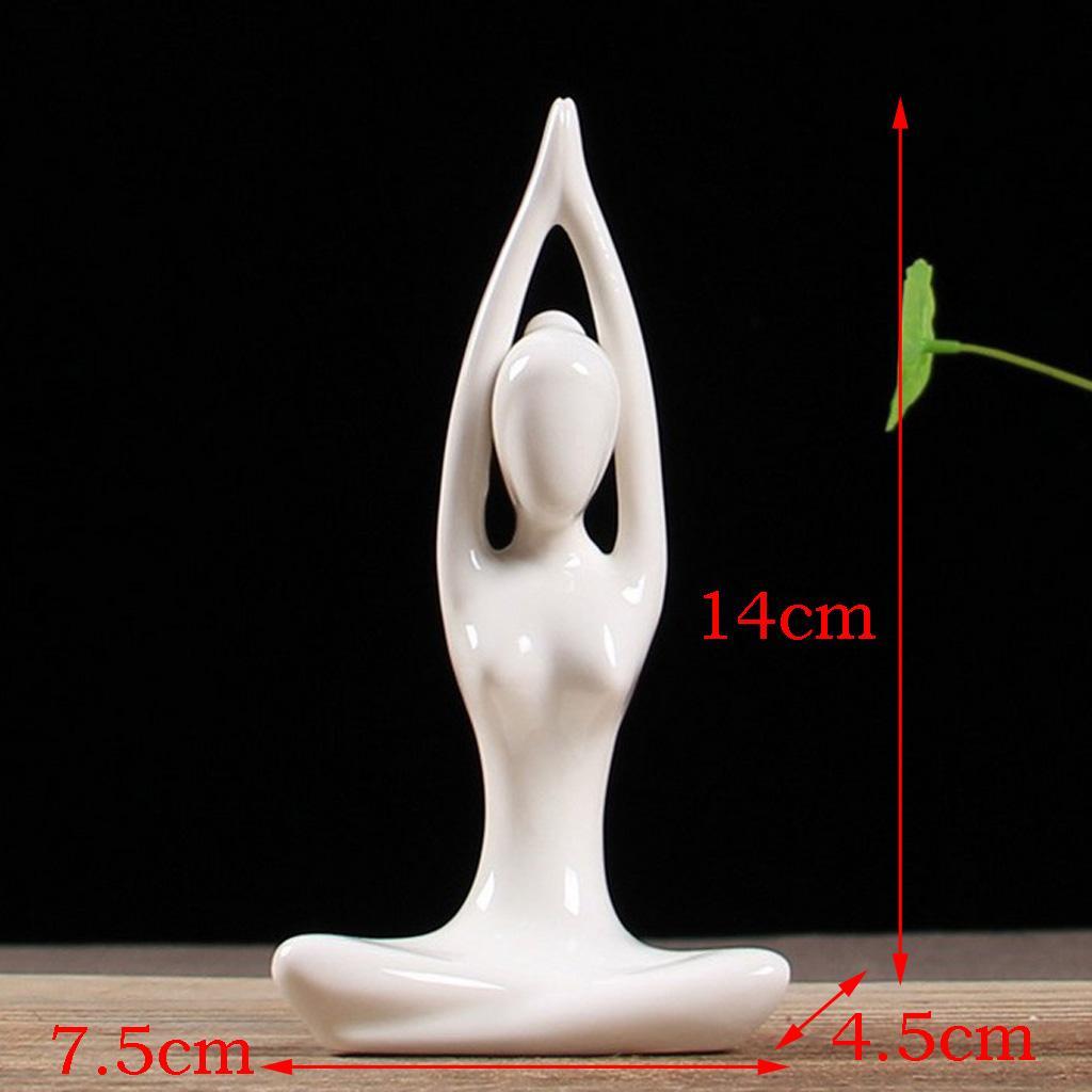 5x Ceramic Yoga Figure Ornament Statue Sculpture for Desk Decor