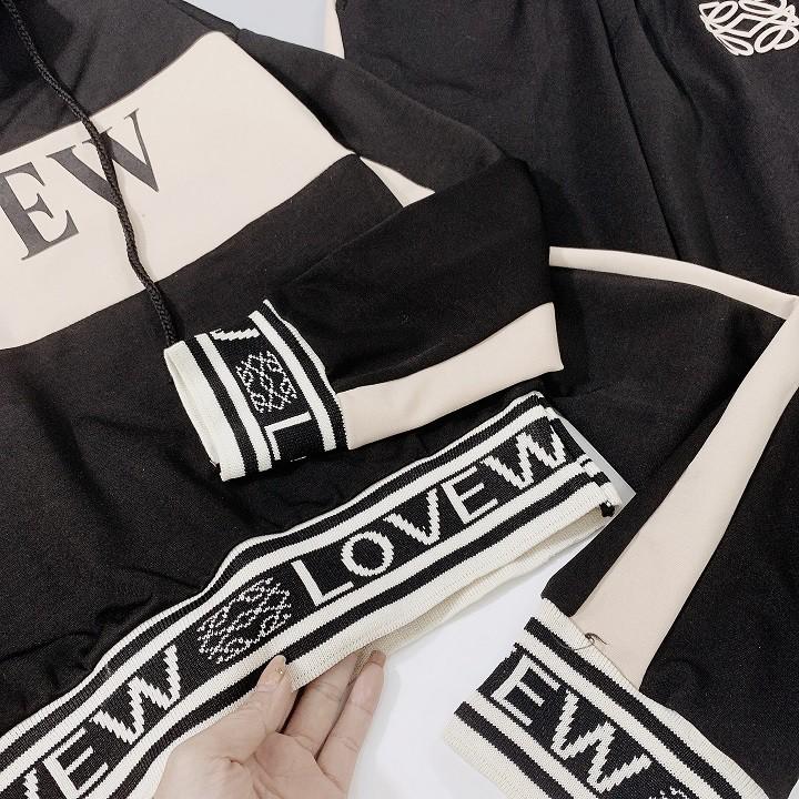 Bộ đen phối be LOVEW bo chun nữ SETN306