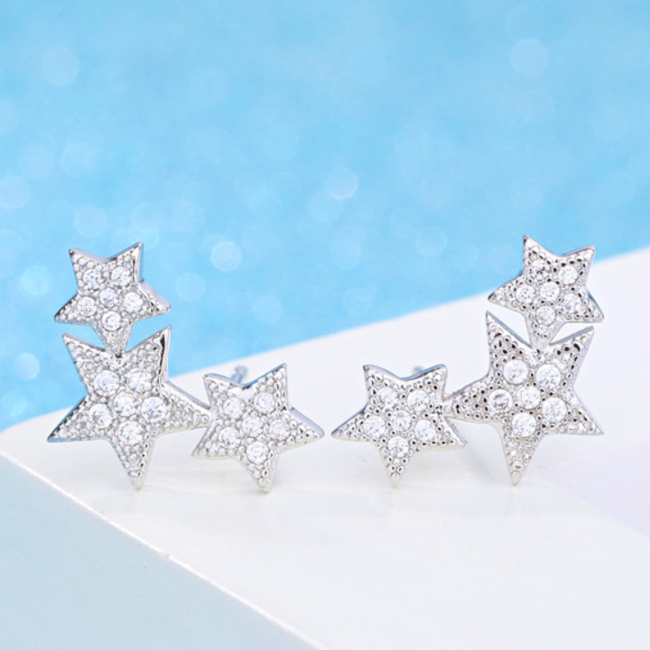 Bông tai kẹp ngôi sao nạm đá zircon BHBT407