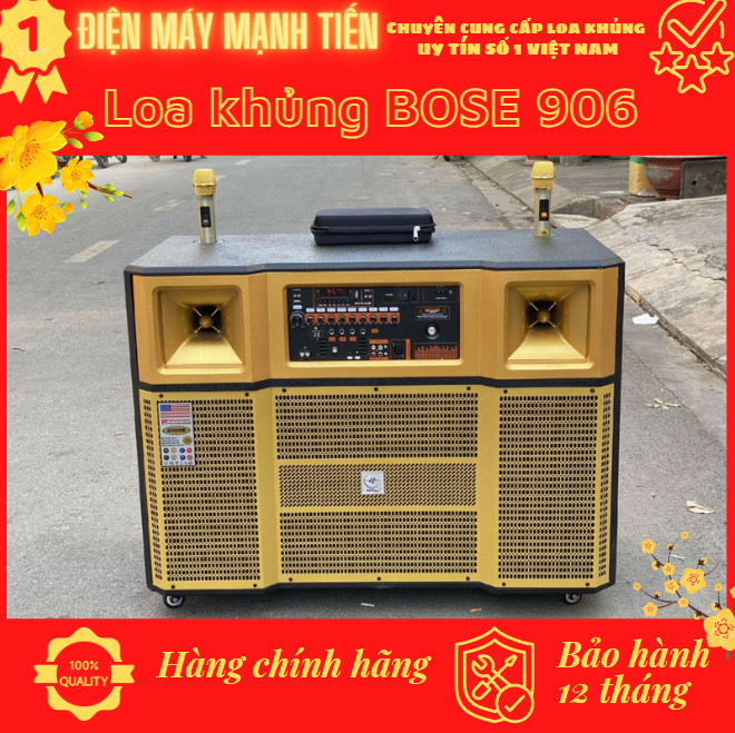 Loa kéo di động 4 tấc đôi ngang Bose 906 - Loa khủng long - 2 bass 2 treble - Công suất cực lớn 6000W - Âm thanh khủng - Dàn karaoke di động - Kèm 2 micro không dây UHF