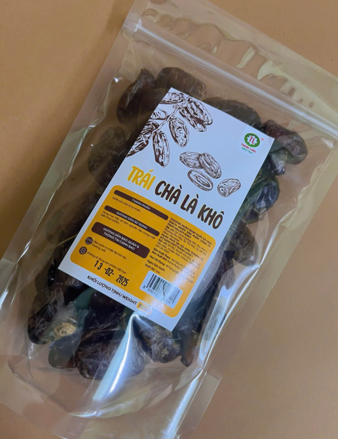 Quả Chà Là Sấy Khô Không Đường Nhập Khẩu Thành Long Food Túi Zip 200/500gram