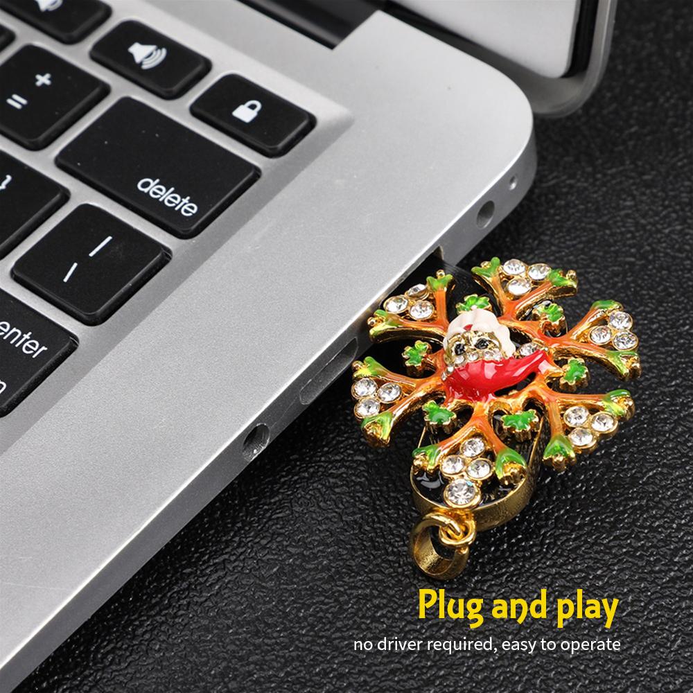 Đĩa USB 2.0 phong cách Giáng sinh sáng tạo, Truyền tốc độ cao Crystal Snowflakes