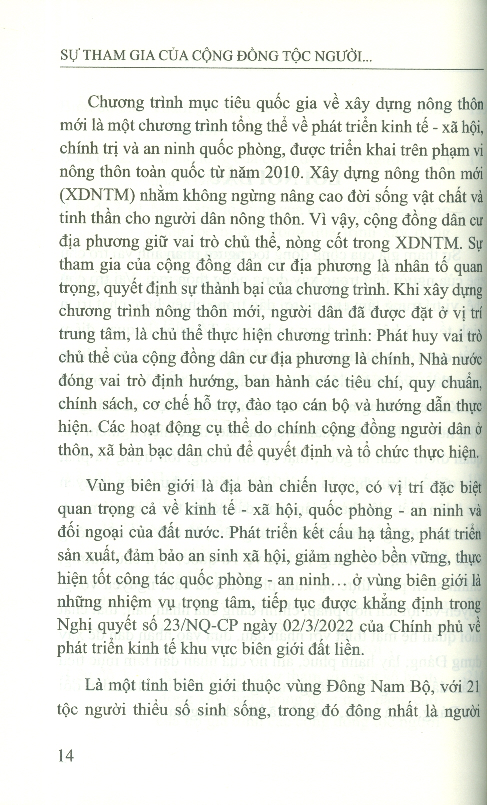 Sự Tham Gia Của Cộng Đồng Tộc Người Vào Quá Trình Xây Dựng Nông Thôn Mới Ở Ven Biên Giới Tỉnh Tây Ninh (Sách Chuyên Khảo)