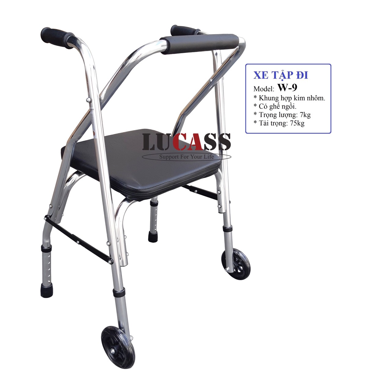 Khung tập đi có ghế ngồi bọc da