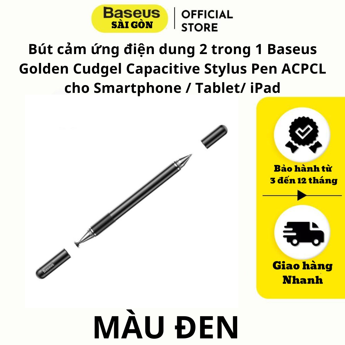 Bút cảm Baseus Golden Cudgel Capacitive Stylus Pen ACPCL 2 ứng điện dung  trong 1- Hàng chính hãng