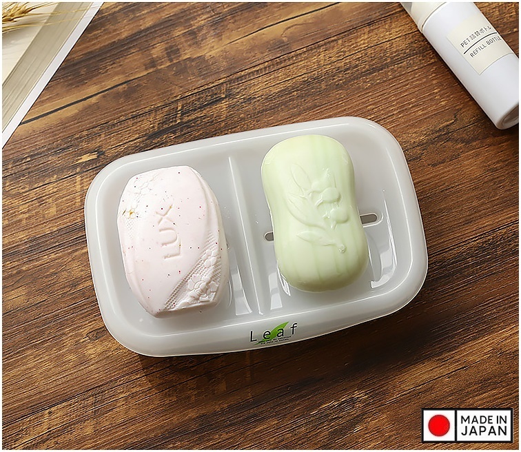Khay đựng xà bông đôi Leaf sản xuất Inomata, làm từ nhựa PP cao cấp kháng khuẩn an toàn và bền đẹp - nội địa Nhật Bản
