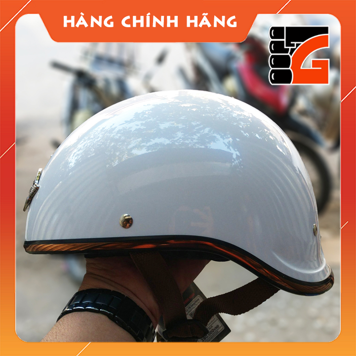 Mũ Bảo Hiểm ½ Đầu NAPOLI GANGSTER - Màu Trắng bóng Free Size  - BẢO HÀNH 12 THÁNG