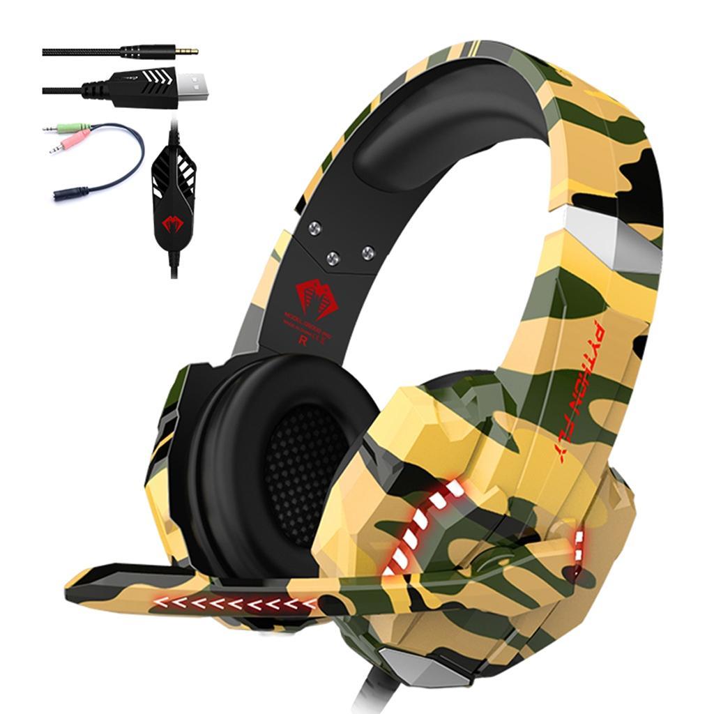 Gaming Headset with Mic for PC Games Laptop Yellow