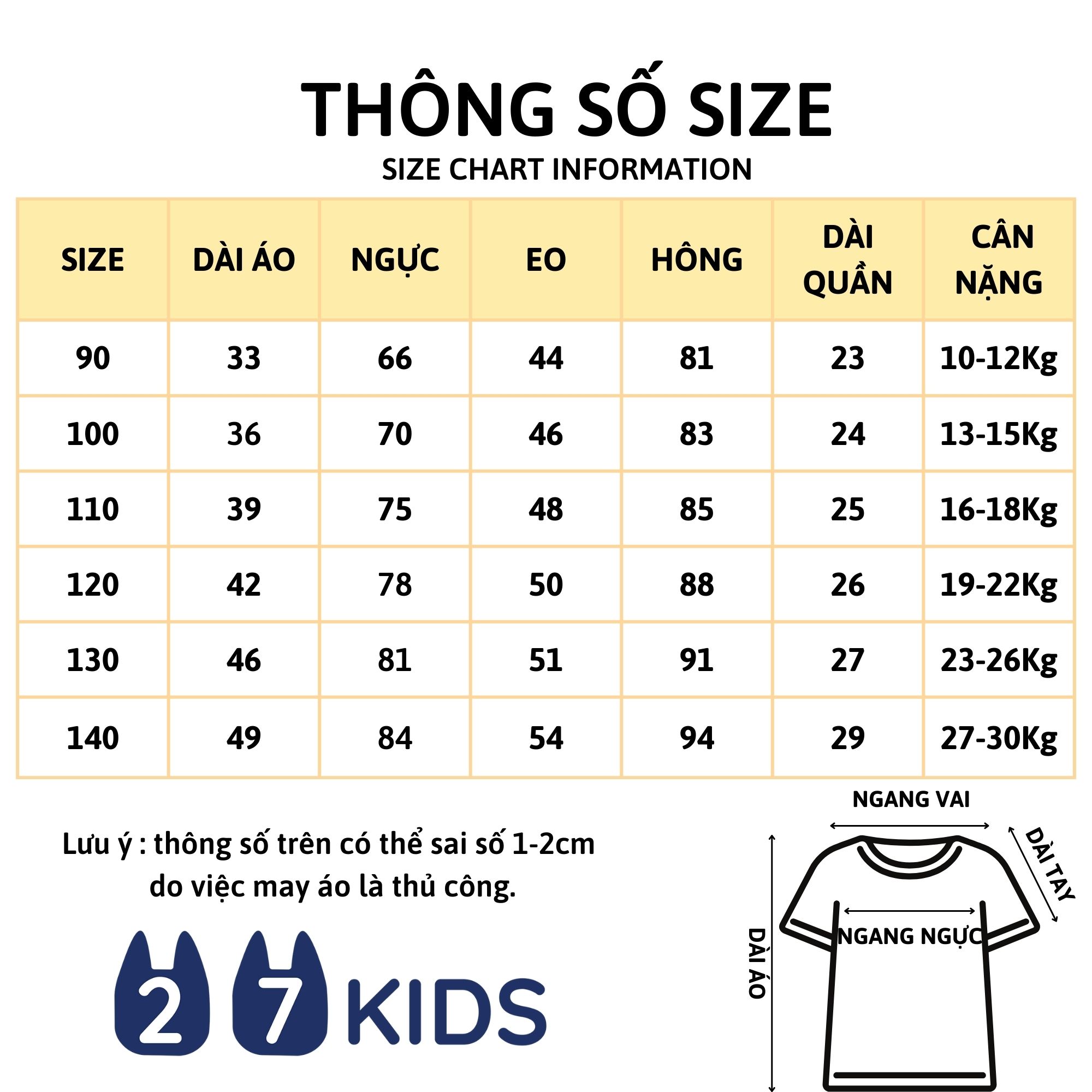 Bộ quần áo thun ngắn tay cho bé gái 27Kids 27Home đồ bộ nữ cho trẻ từ 2-10 tuổi GSSE1