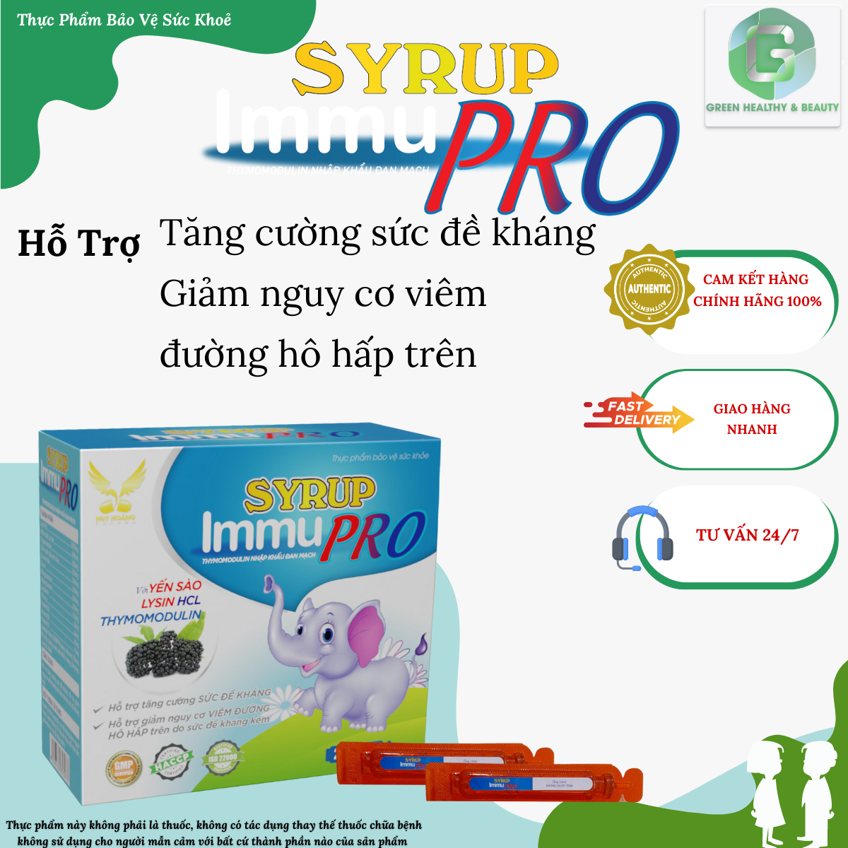 TPBVSK - SYRUP IMMU PRO Hỗ Trợ Tăng Sức Đề Kháng ( H/20 ống x10ml)