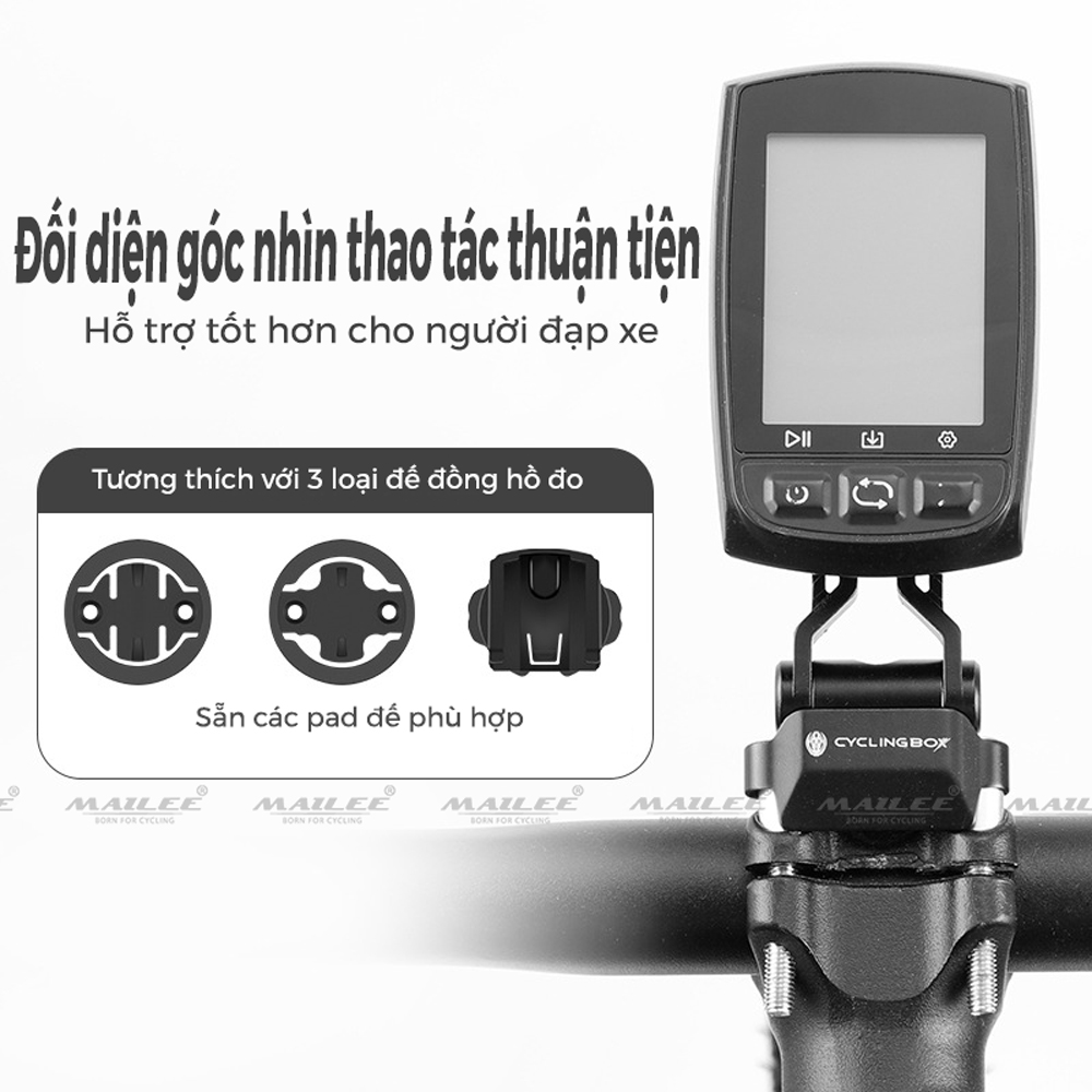 Giá đỡ đồng hồ đa chức năng mở rộng điều chỉnh góc lên xuống 135 độ CyclingBox CB-1600  cho xe đạp địa hình bằng hợp kim nhôm kéo dài tay lái xe đạp - Mai Lee