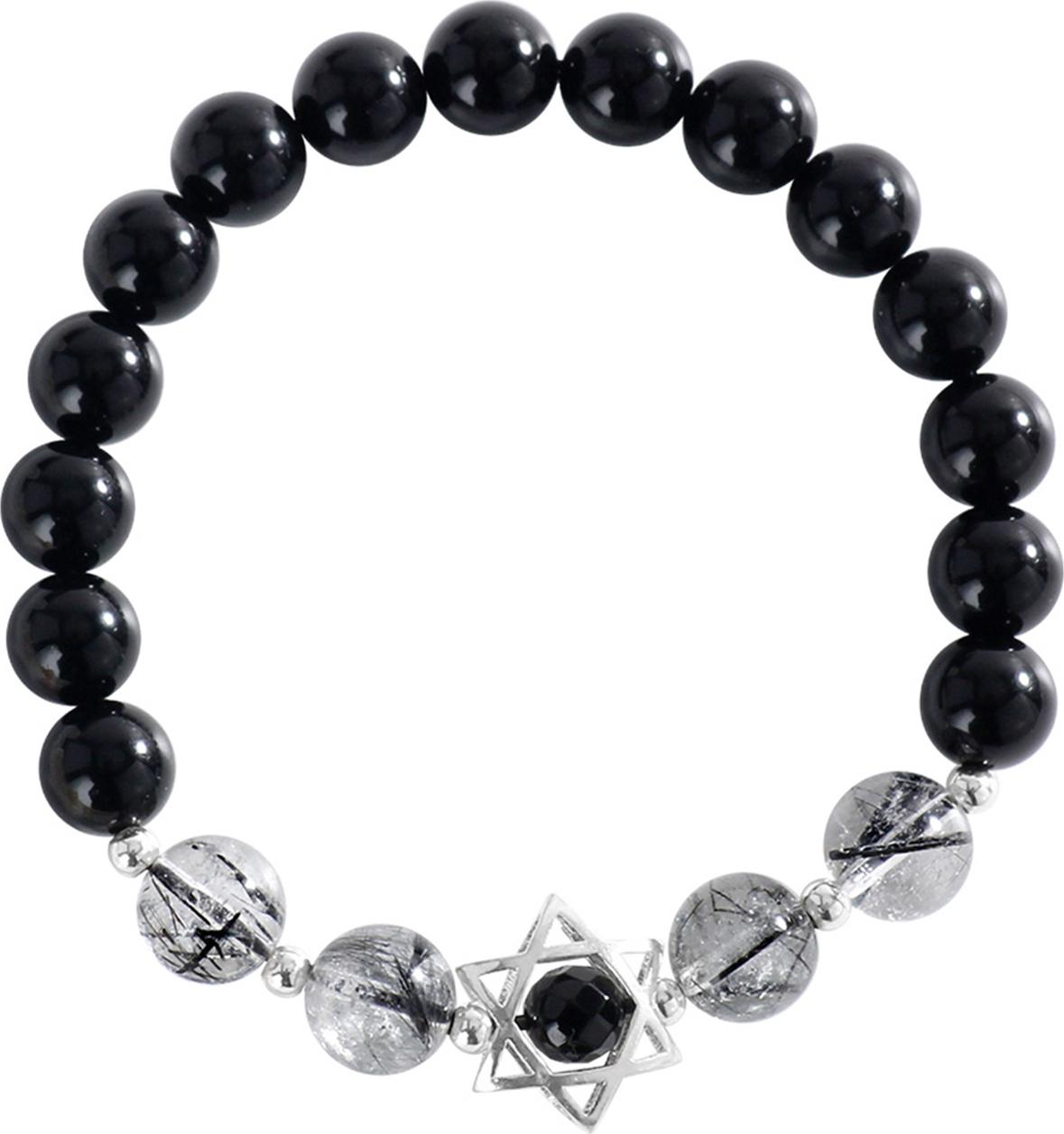 Vòng tay đá Obsidian phối thạch anh tóc đen mệnh thủy, mộc - Ngọc Quý Gemstones