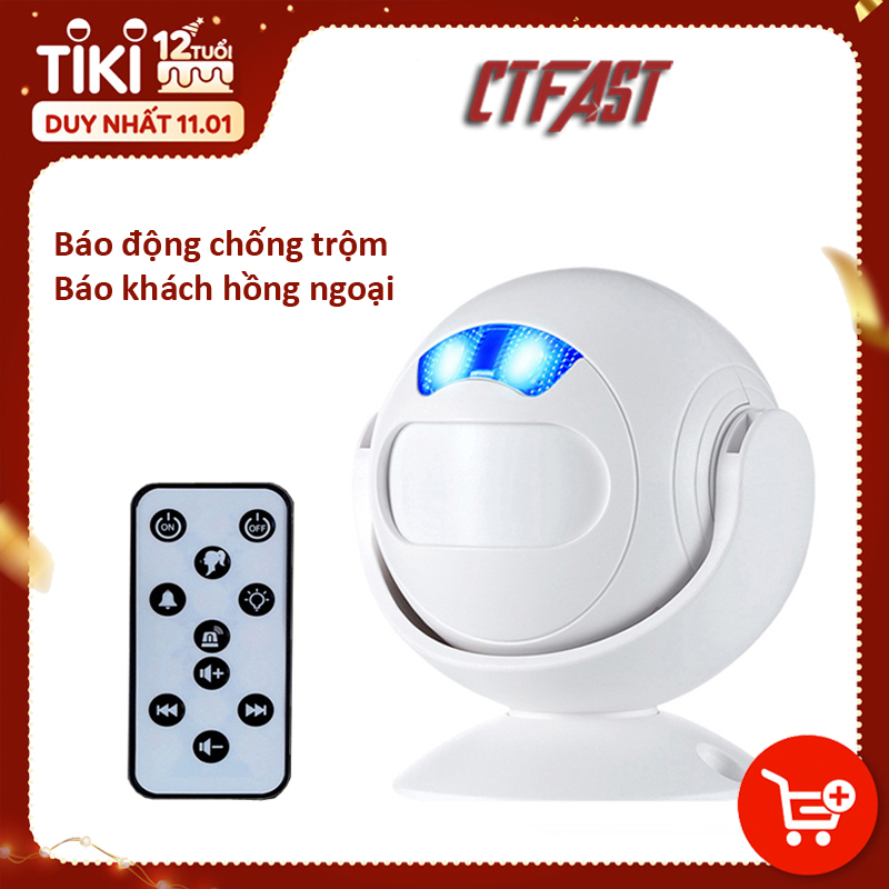 Chuông Báo Khách Cửa Hàng, Báo Động Chống Trộm Cảm Biến Hồng Ngoại CTFAST 01 - Chuông Cửa Báo Khách Ghé Thăm, Dọa Trộm Xâm Nhập, Ánh Sáng Đèn Ngủ