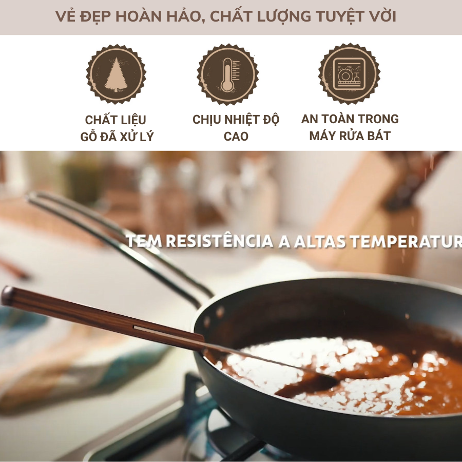 Muỗng Canh Lớn Tramontina Cán Gỗ Polywood 31cm Thép Không Gỉ Nhập Khẩu Brazil