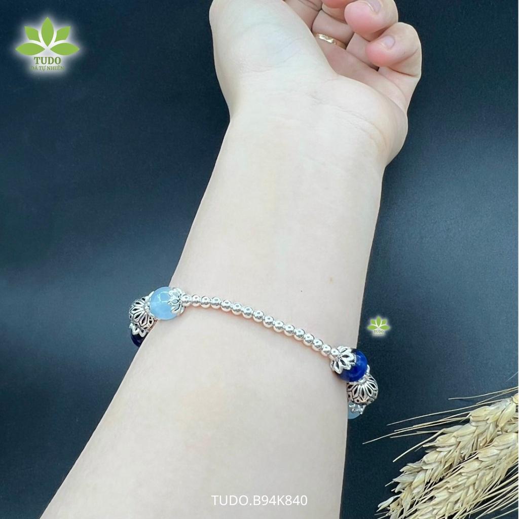 Vòng Tay Nữ Đẹp - Vòng Phong Thủy Mệnh Thủy Mộc TUDO VCBAQUA VCBKYAN B94K840 Charm Cỏ 4 Lá, Cây Mộc