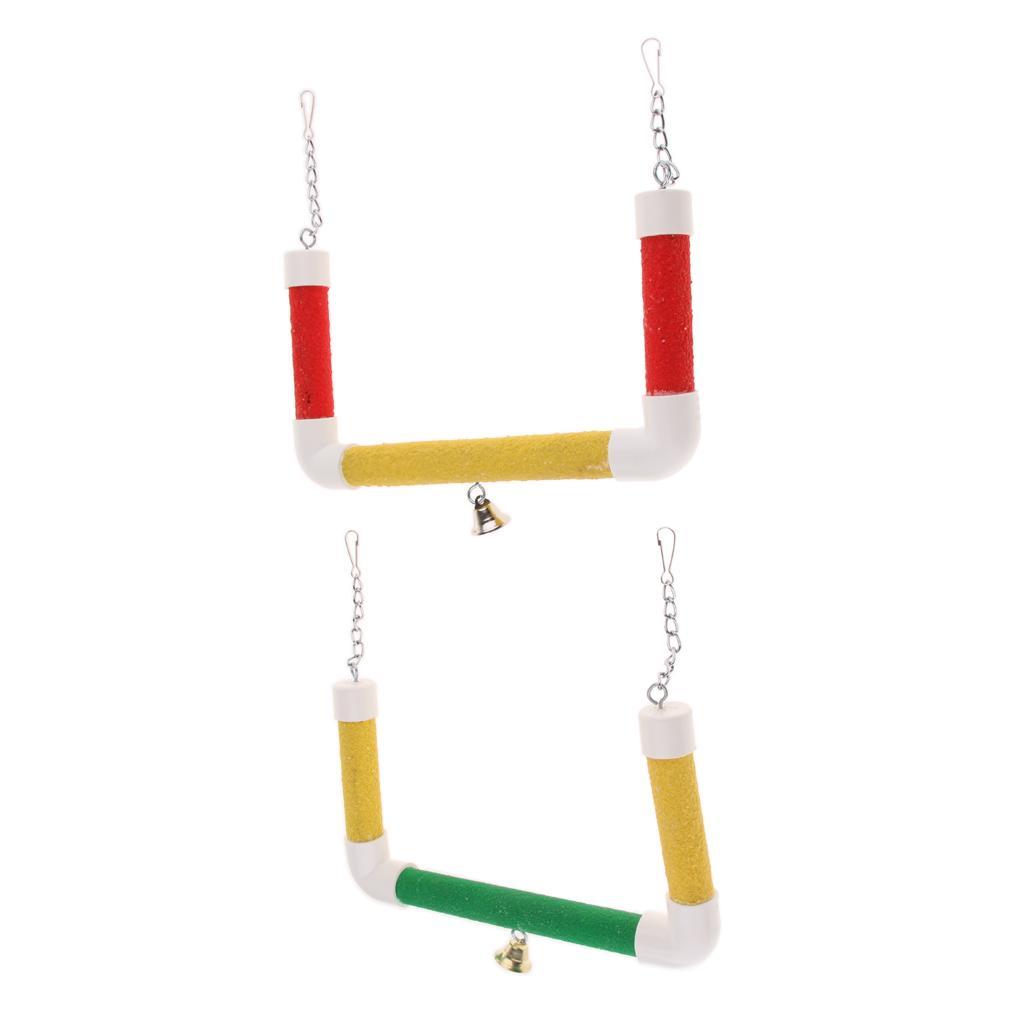 Pet Bird Parrot Cage Hanging Stand Wood Swing