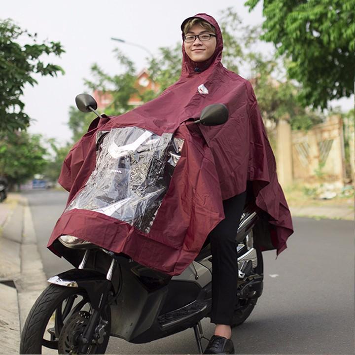 Áo mưa vải dù 1 người bền siêu nhẹ, có kính đèn cao cấp