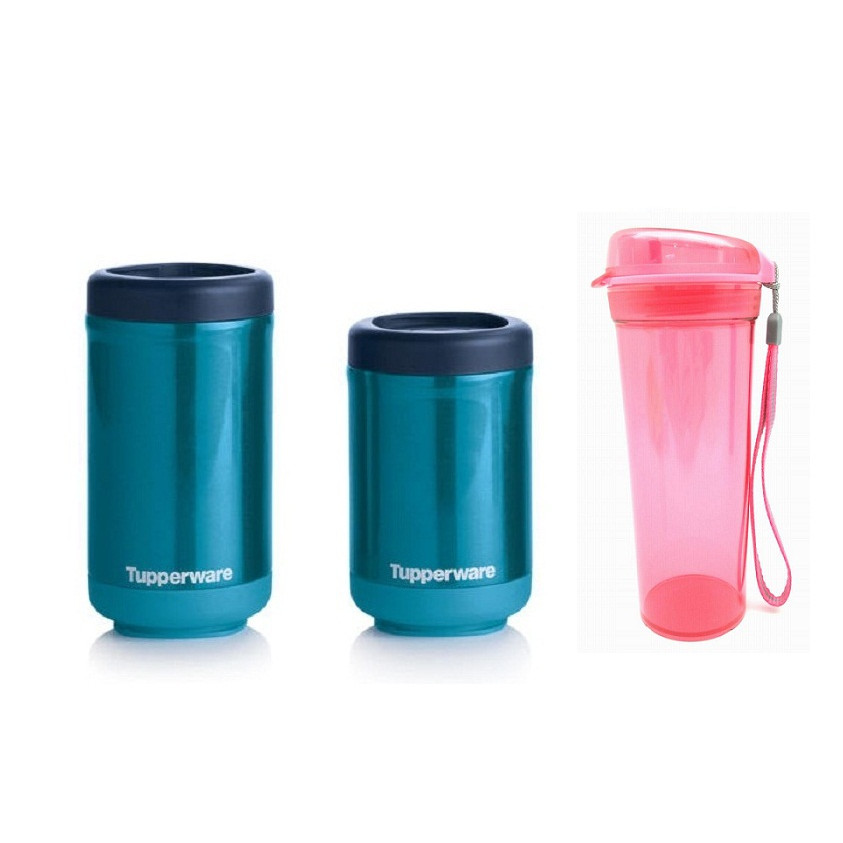 BỘ 2 BÌNH GIỮ NHIỆT STACKING THERMAL, BÌNH DRINKING FLASK HỒNG TUPPERWARE