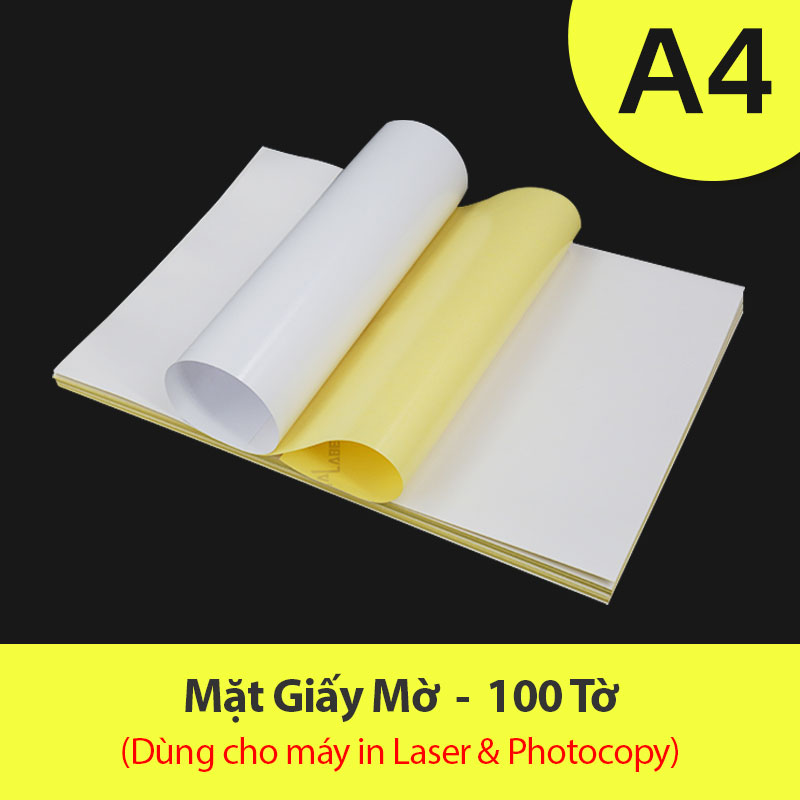 Giấy Decal A4/A5/A6/A7 Media Ink 1 Mặt Mờ 80gsm 100 Tờ, Giấy In Tem Vận Chuyển, Nhãn Phụ, Tem Mã Vạch - Hàng Chính Hãng