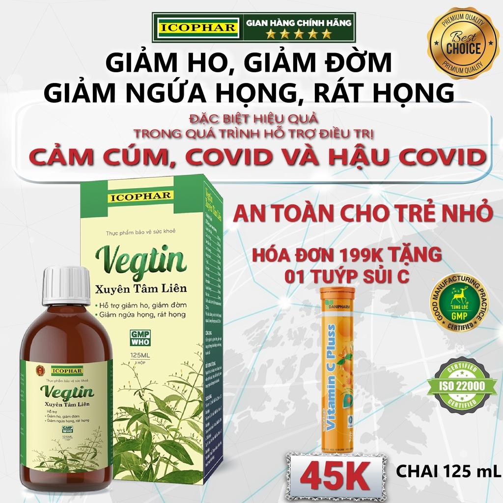 SIRO HO VEGTIN XUYÊN TÂM LIÊN - Giảm ho khan, ho có đờm, giảm ngứa, đau rát họng - Hiệu quả, An toàn cho bé