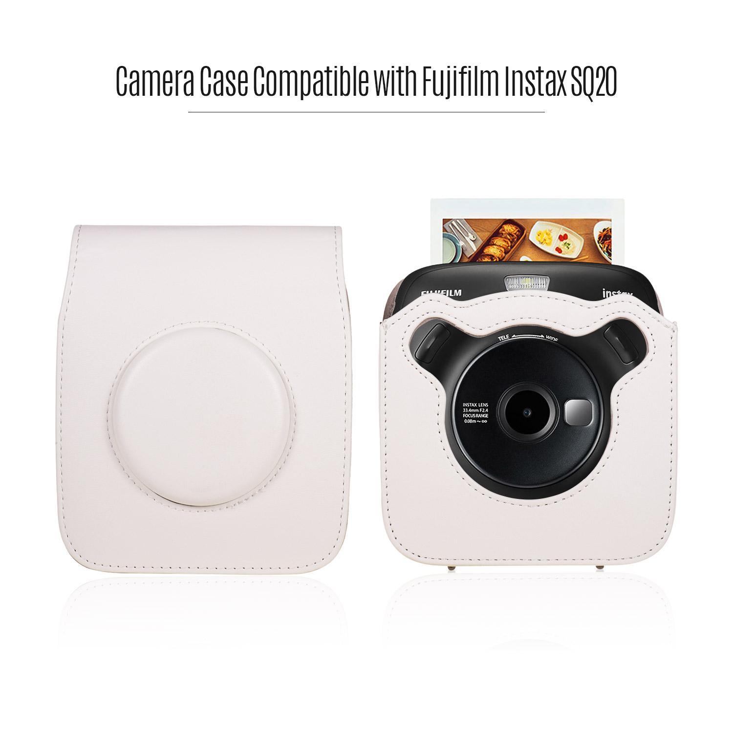 Túi đựng máy ảnh da PU cầm tay có dây đeo vai tương thích với máy ảnh Fujifilm Fuji Instax SQ20