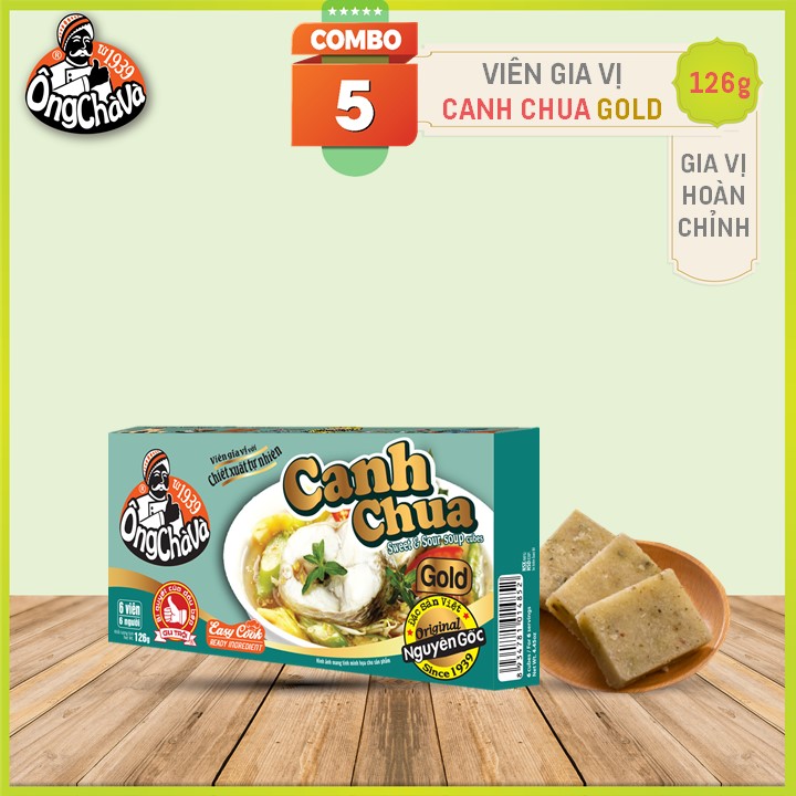 Combo 5 Hộp Viên Gia Vị Canh Chua Gold Ông Chà Và 126g (Sweet &amp; Sour Soup Cubes)