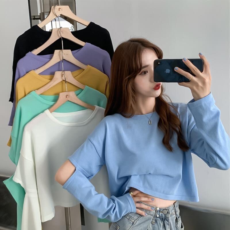 Áo croptop td xẻ tay