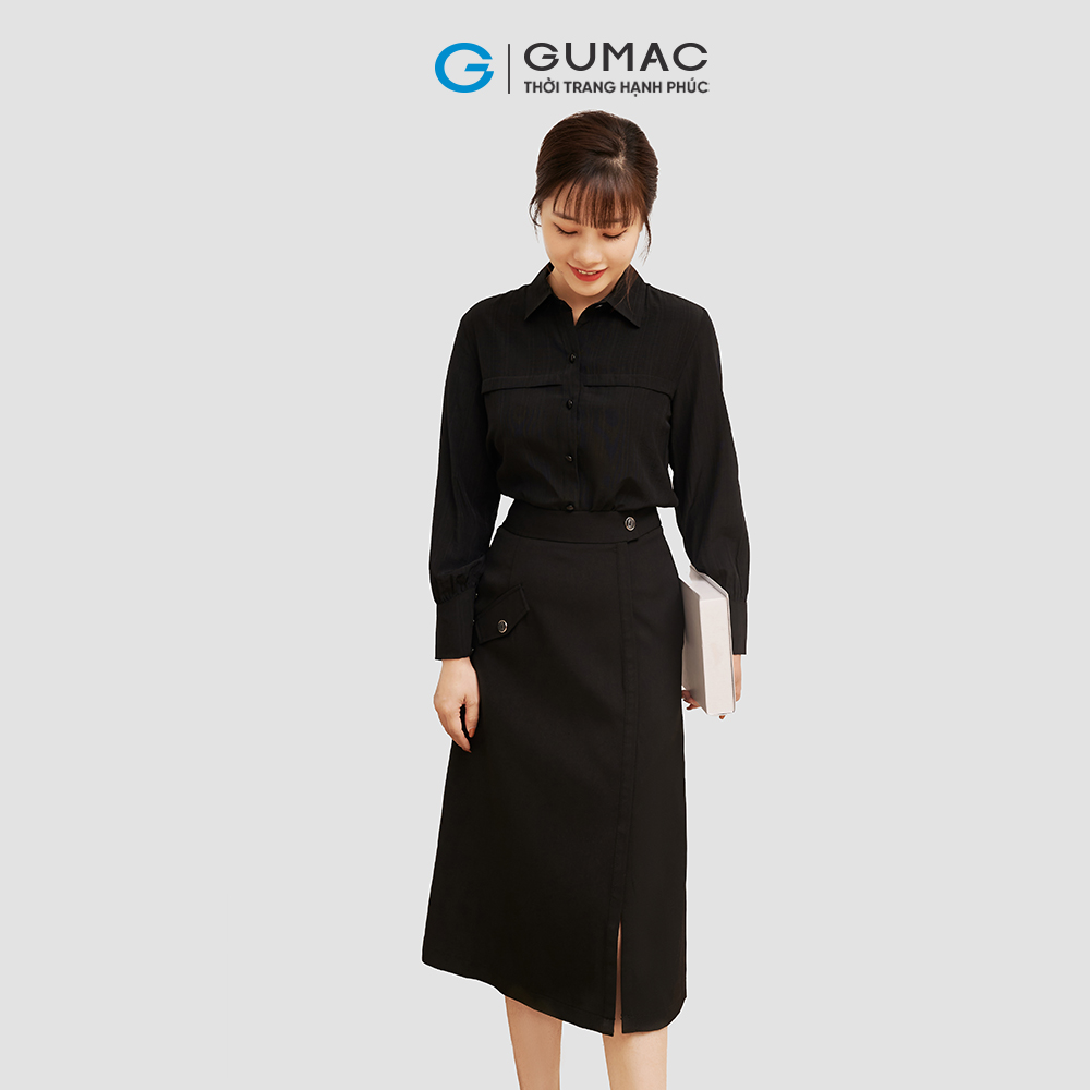 Chân váy nữ GUMAC VC06047 xẻ nắp túi
