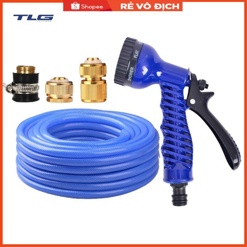 Bộ dây tăng áp 3 lần vòi xịt nước rửa xe, tưới cây loại 7-10m(cút đồng-nối đồng) 206843