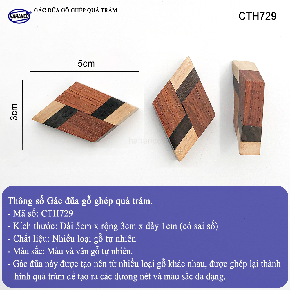 Combo 10 Gác Đũa Gỗ Tự Nhiên Hình Quả Trám HAHANCO Phụ Kiện Bàn Ăn, Decor - CTH729