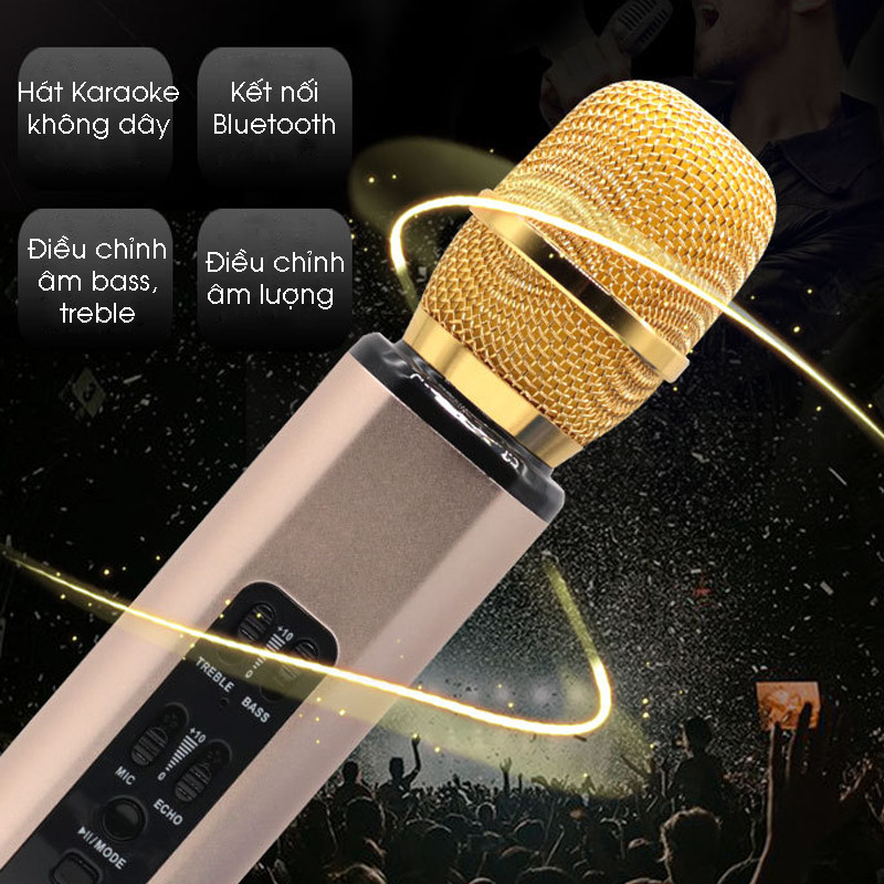 Micro Hát Karaoke Kết Nối Bluetooth Không Dây Âm Thanh Chân Thực Sống Động PKCB - Hàng Chính Hãng