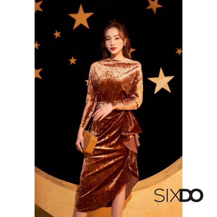 Áo nhung SIXDO cổ đổ dài tay