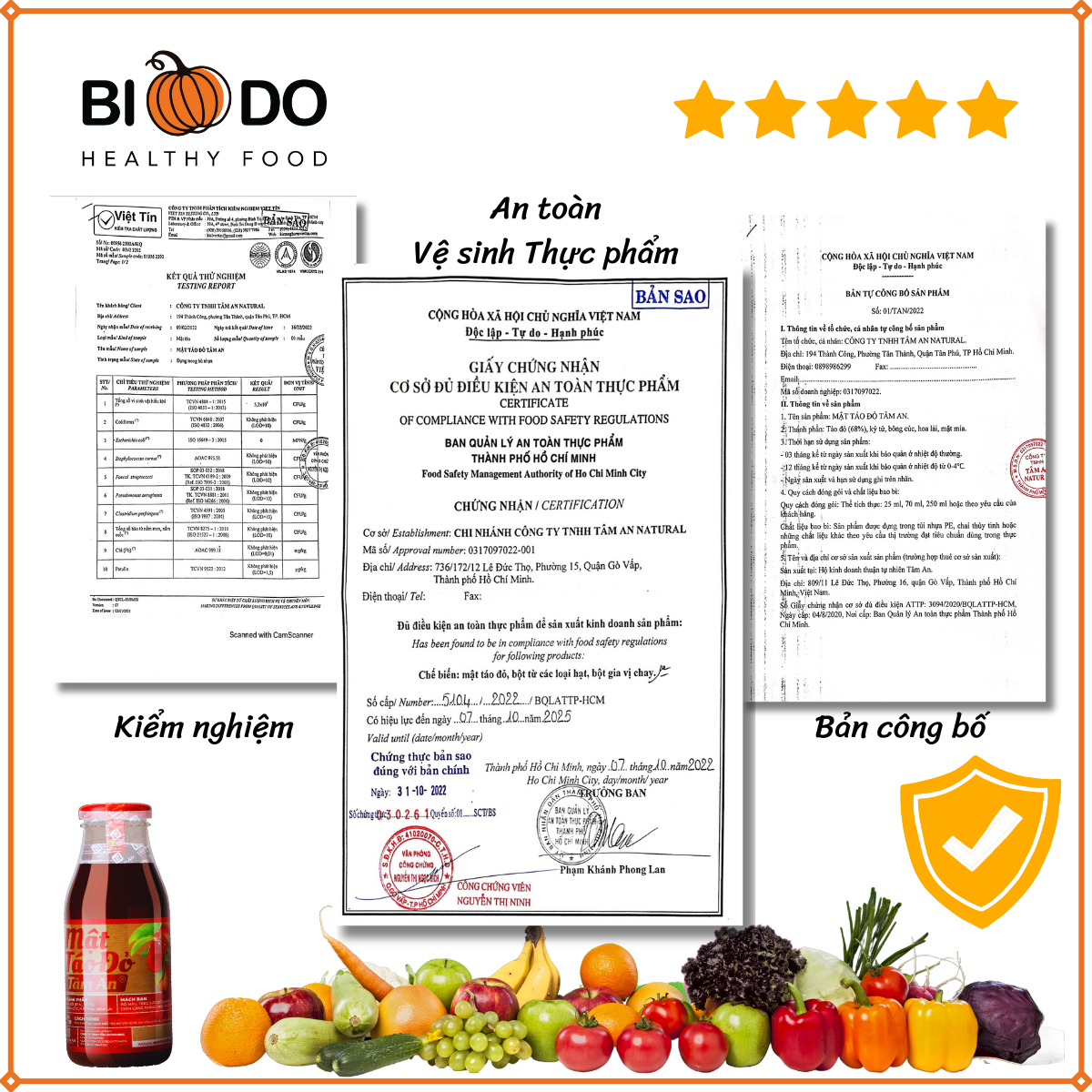 Mật Táo Đỏ Tâm An 250ml - BiDoFood - Táo Đỏ Kỷ Tử Bổ Máu Ngủ Ngon