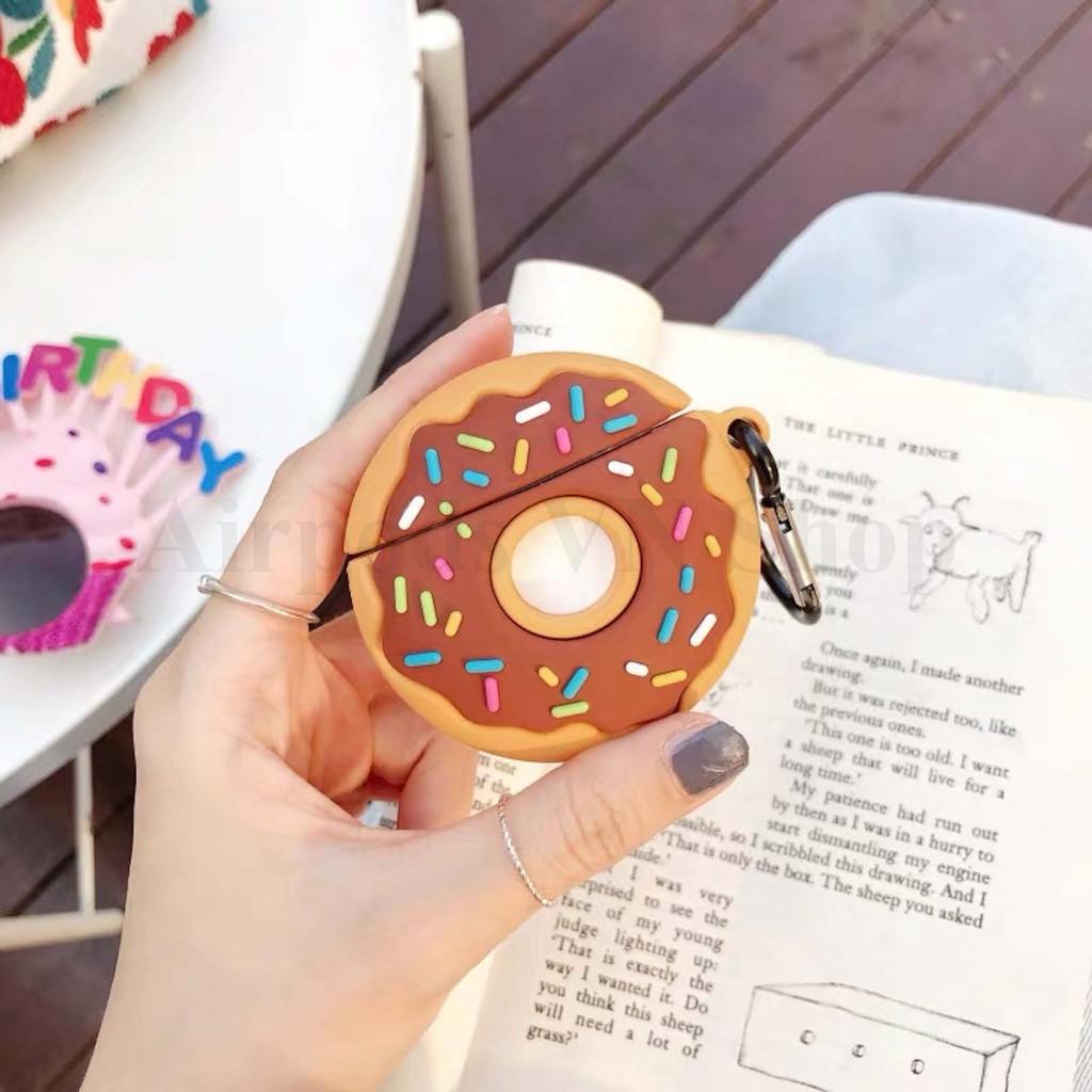 Bao Case Ốp dành cho Airpods 1/2 bánh Donut silicon 3d cao cấp