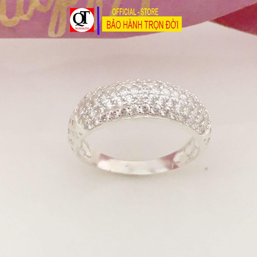 Nhẫn bạc nữ bản mo fuj đá chất liệu bạc ta không xi mạ Bạc Quang Thản - QTTN122