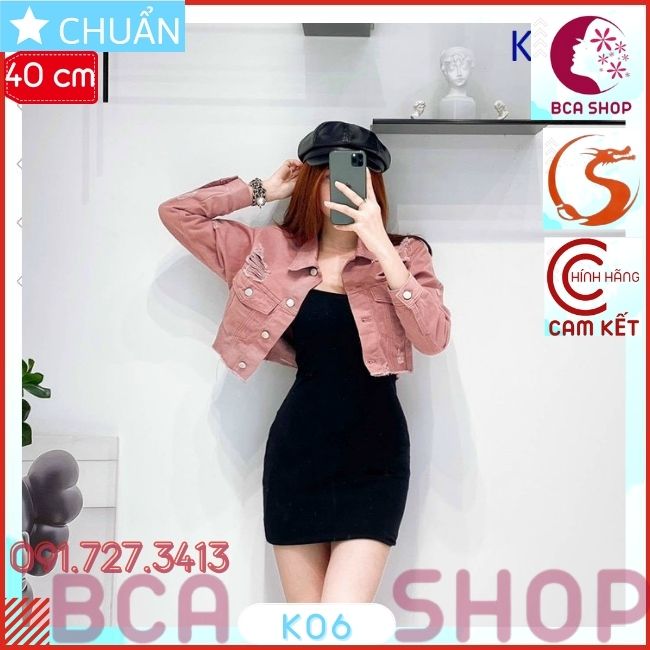 Áo khoác jeans nữ K06 ROSATA tại BCASHOP kiểu dáng croptop, thời thượng với chất jean cao cấp, phom chuẩn - màu gạch