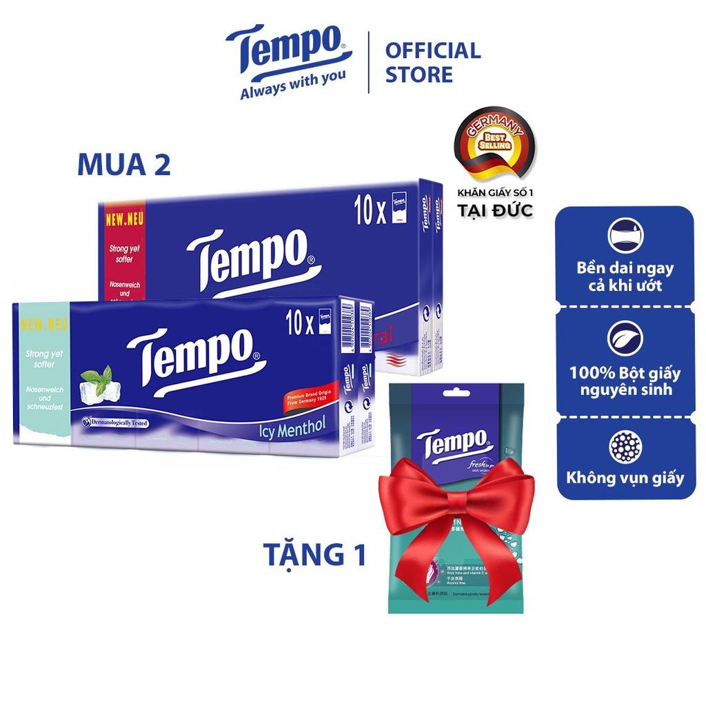 [COMBO 2 LỐC] Khăn giấy bỏ túi cao cấp Tempo Regular - 4 lớp bền dai - Thương hiệu Đức (20 gói)